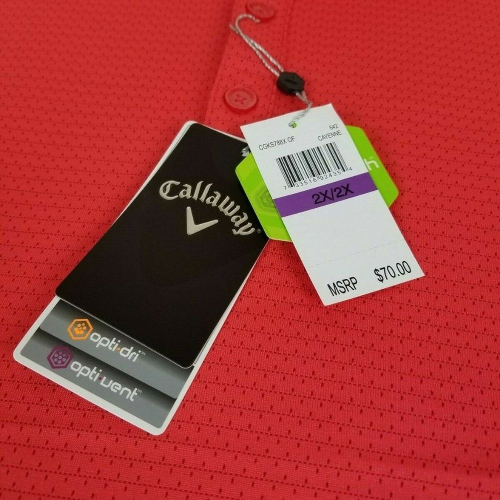 NWT Callaway Men's 2X Opti Dri Stretch Polo Shirt - Picture 3 of 5